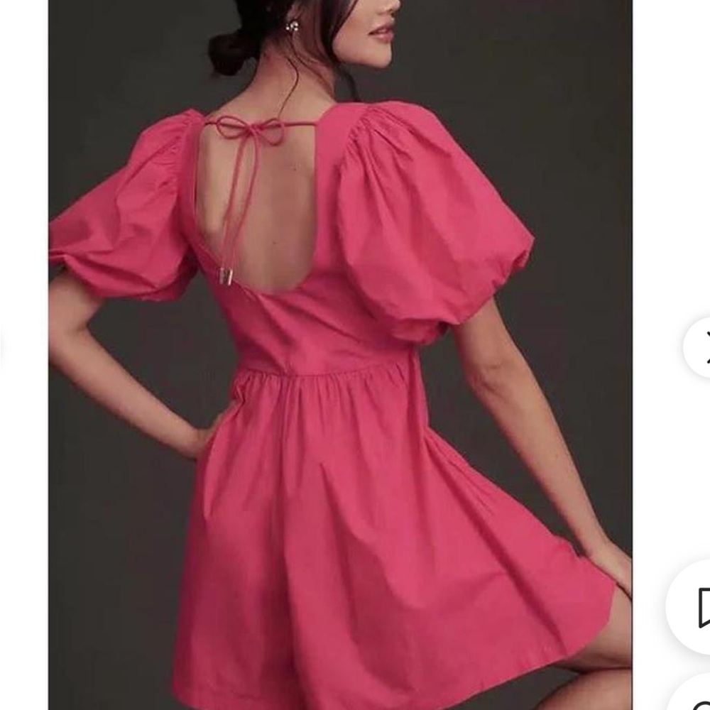 Anthropologie Pink Puff Sleeve Romper